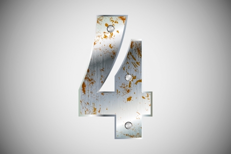 Metallic number 4 with rivets and screwsのイラスト素材
