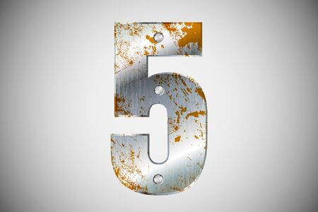 Metallic number 5 with rivets and screwsのイラスト素材