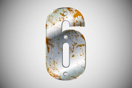 Metallic number 6 with rivets and screwsのイラスト素材