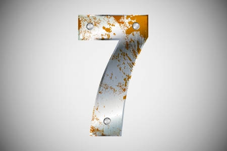 Metallic number 7 with rivets and screwsのイラスト素材
