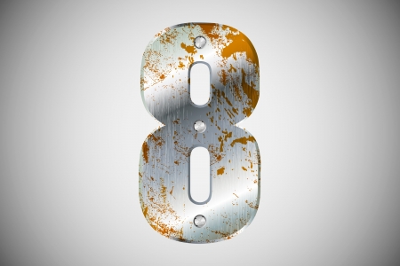 Metallic number 8 with rivets and screwsのイラスト素材