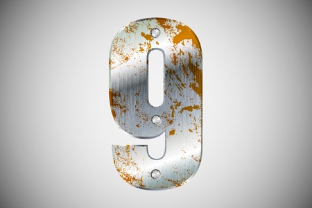 Metallic number 9 with rivets and screwsのイラスト素材