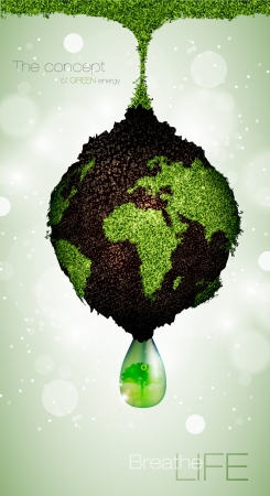 the concept of green energy on the planetのイラスト素材