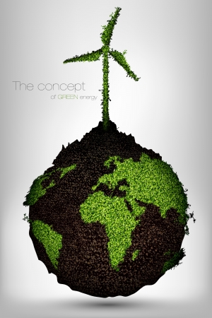 the concept of green energy on the planetのイラスト素材