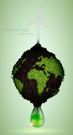 the concept of green energy on the planetのイラスト素材