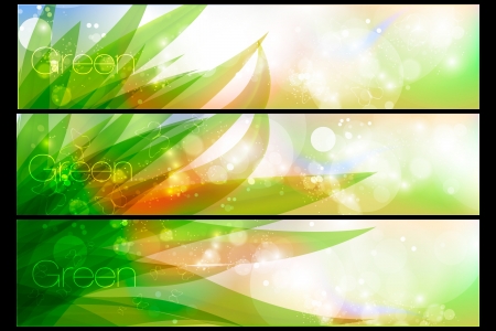 Vector banners in pastel colors with green grass and dewのイラスト素材