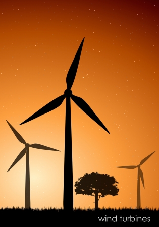The concept of green energy  vector wind turbinesのイラスト素材