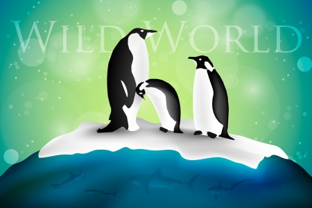 Antarctica with penguins and snowのイラスト素材