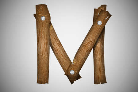 Wooden alphabet letter Mのイラスト素材