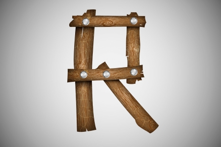 Wooden alphabet letter Rのイラスト素材