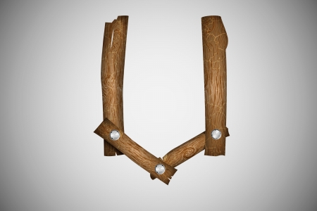 Wooden alphabet letter Uのイラスト素材