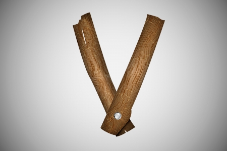 Wooden alphabet letter Vのイラスト素材