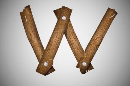 Wooden alphabet letter Wのイラスト素材