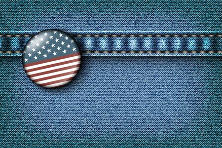  Badge with the American flag on the jeans textureのイラスト素材