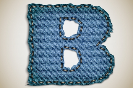 Denim letter B alphabet texture jeans  vectorのイラスト素材