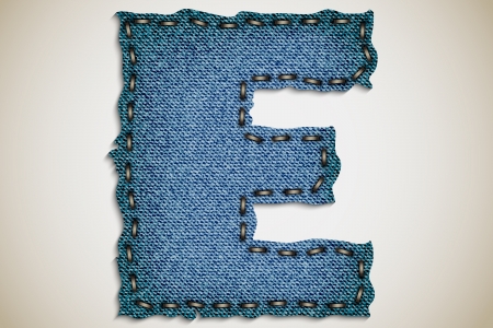 Denim letter E alphabet texture jeans  vectorのイラスト素材