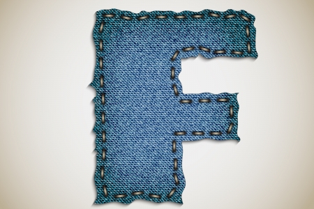 Denim letter F alphabet texture jeans  vectorのイラスト素材