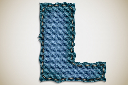 Denim letter L alphabet texture jeans  vectorのイラスト素材