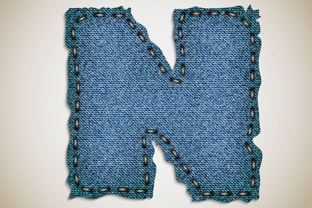 Denim letter N alphabet texture jeans  vectorのイラスト素材