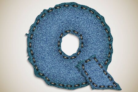Denim letter Q alphabet texture jeans  vectorのイラスト素材