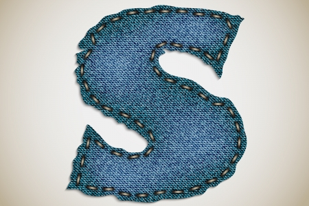 Denim letter S alphabet texture jeans  vectorのイラスト素材