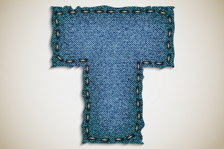 Denim letter T alphabet texture jeans  vectorのイラスト素材