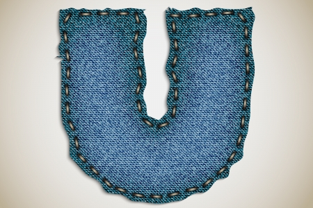 Denim letter U alphabet texture jeansのイラスト素材