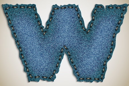 Denim letter W alphabet texture jeans  vectorのイラスト素材
