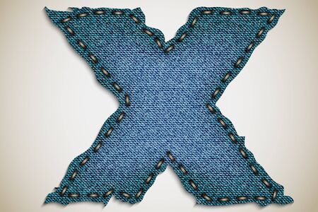 Denim letter X alphabet texture jeans  vectorのイラスト素材