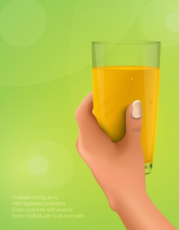 hand holding a glass of citrus juiceのイラスト素材