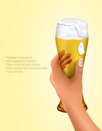 hand holding a glass of light beerのイラスト素材