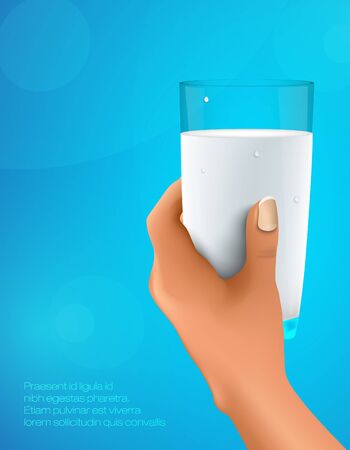 hand holding a glass of milkのイラスト素材