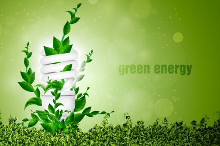 The concept of green energy, energy saving bulb with leavesのイラスト素材