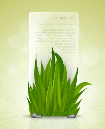 natural frame of the green grass and the glass plateのイラスト素材
