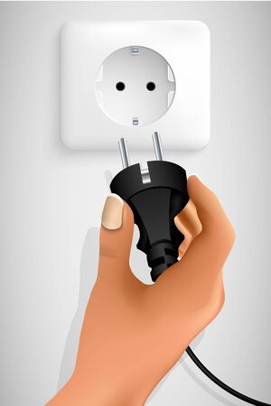 plug in your hand into a wall socketのイラスト素材