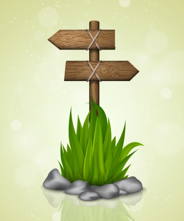 Wooden signs with grassのイラスト素材