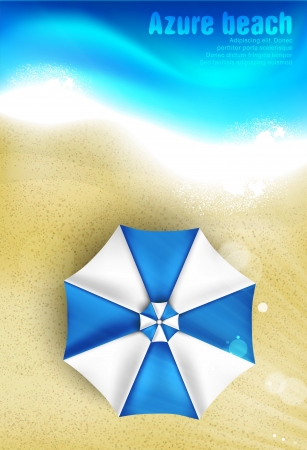azure beach with sun umbrellaのイラスト素材