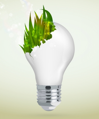 grass in energy-saving light bulb with a glare  concept of clean energyのイラスト素材
