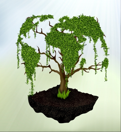 tree from the map of the earth with grassのイラスト素材