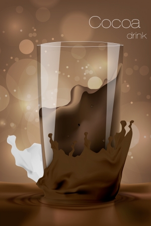Glass of cocoa with milk in the coffee background  Vector illustration のイラスト素材