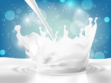 Pouring milk in a blue background  Vector illustration のイラスト素材