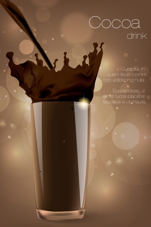 Pouring a glass of cocoa in the coffee background  Vector illustration のイラスト素材
