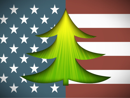 Christmas Tree on the American flagのイラスト素材