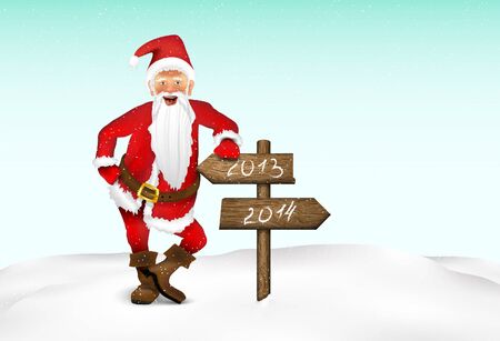 Santa Claus with a sign for textのイラスト素材