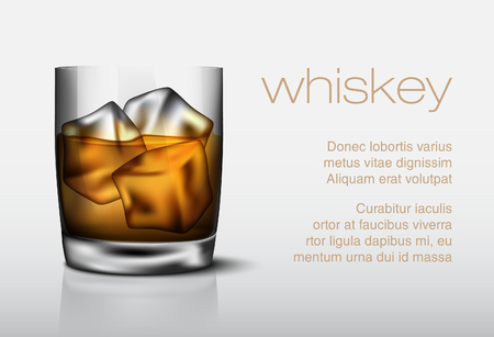 Glass of whiskey with iceのイラスト素材