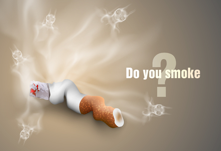 The concept of anti-smoking cigarette butts and smokeのイラスト素材