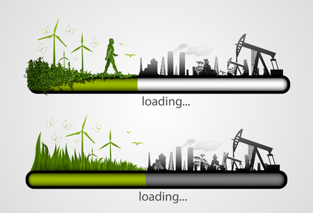 Loading bar with the loading of green  concept of ecologyのイラスト素材
