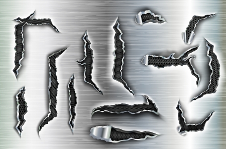 Vector set of chopped holes in the metalのイラスト素材