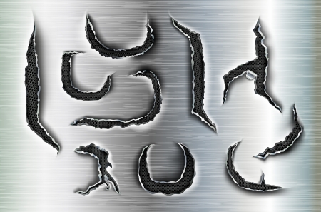 Vector set of chopped holes in the metalのイラスト素材