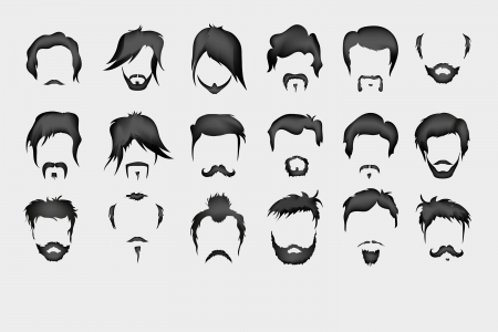 Vector set  hair, mustache, beardのイラスト素材